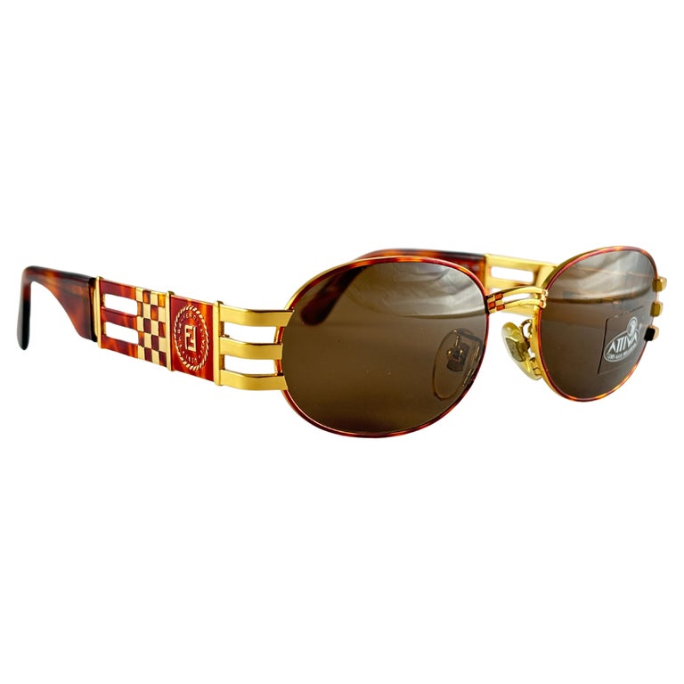 New Vintage Fendi SL7028 Tortoise and Gold Oval 1990 