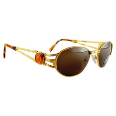 New Vintage Fendi SL7036 Tortoise & Gold Oval 1990 Lunettes de soleil Made in Italy