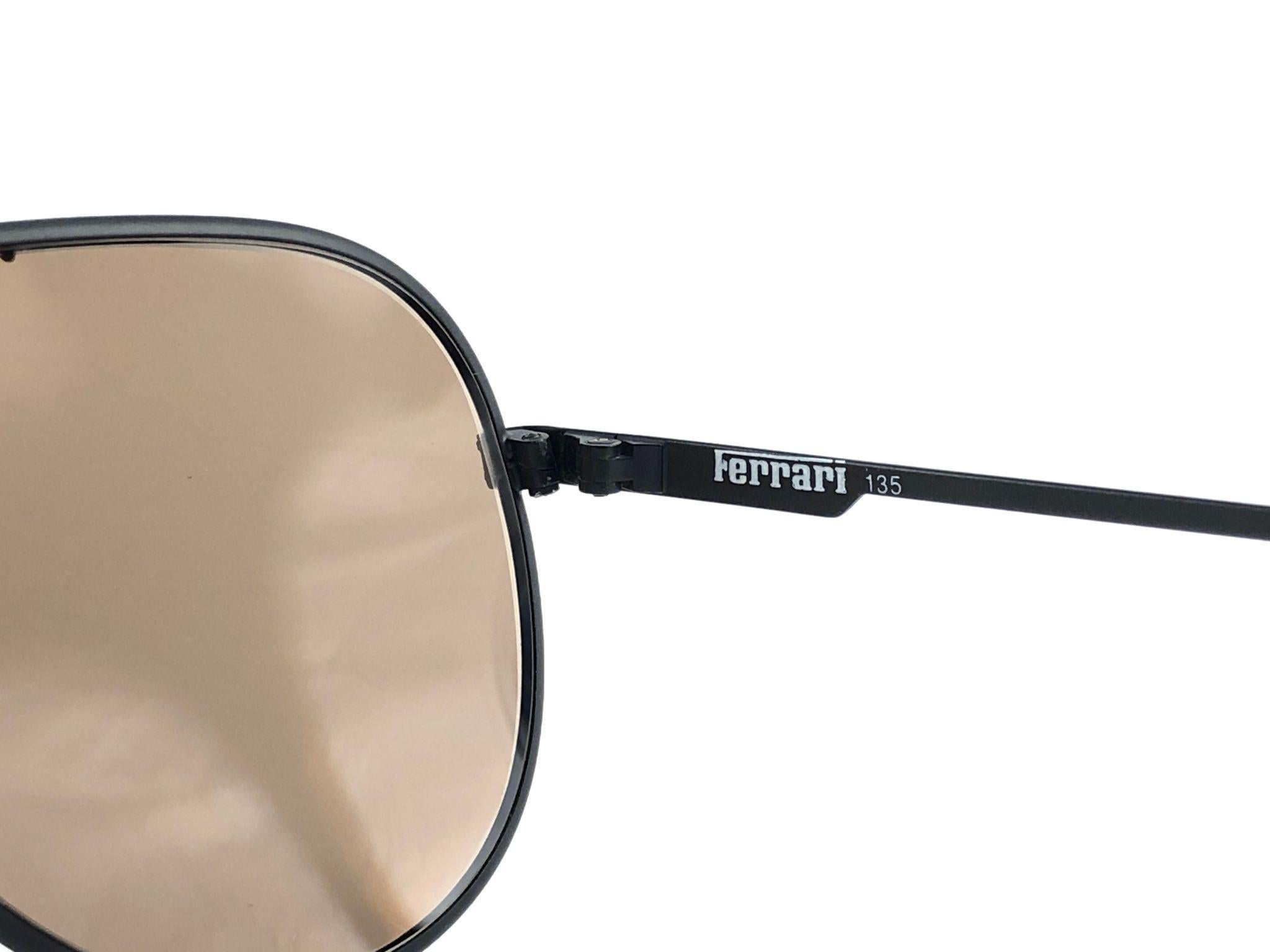 Black New Vintage Ferrari F13 Mirror Lenses 1980 Made in Italy Sunglasses
