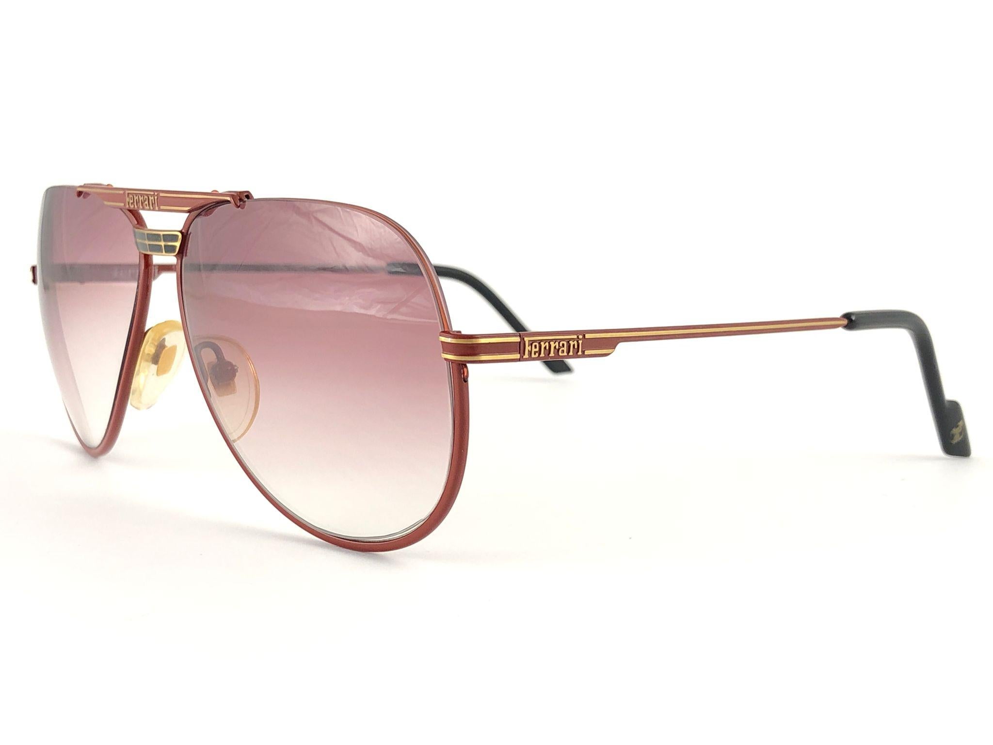 Neu Vintage Ferrari F3 lila Farbverlauf Gläser 1980 Made in Italy Sonnenbrille (Grau)