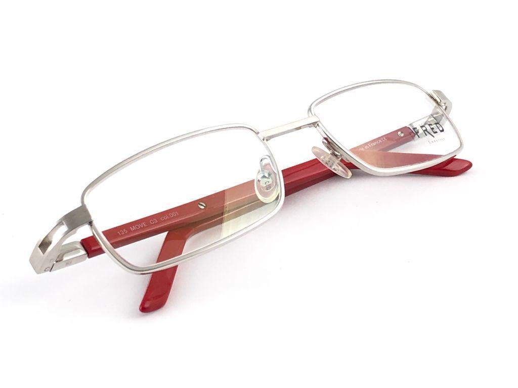 New Vintage Fred Move C3 RX Prescription Silver & Red  Made in France For Sale 3