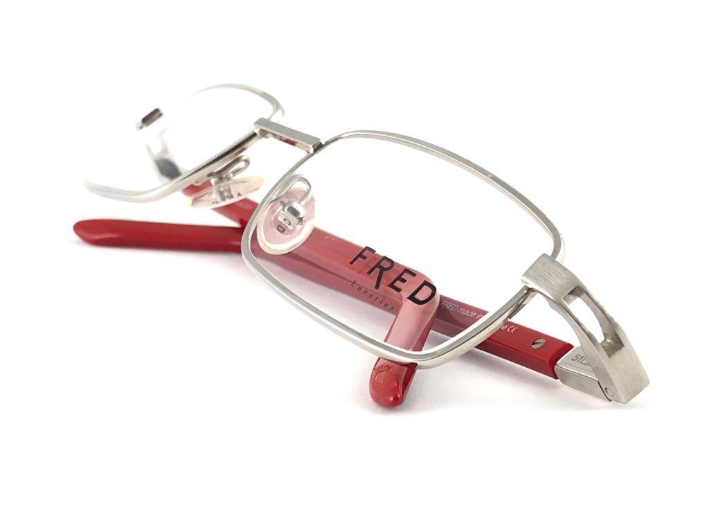 New Vintage Fred Move C3 RX Prescription Silver & Red  Made in France For Sale 4