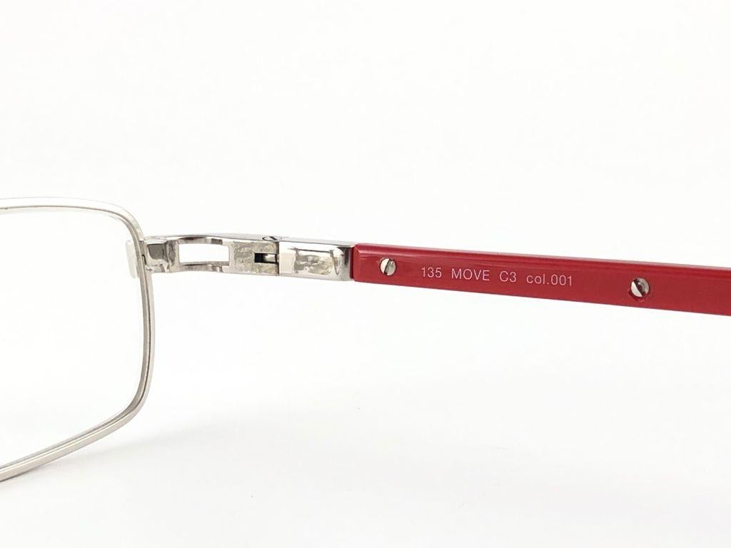 New Vintage Fred Move C3 RX Prescription Silver & Red  Made in France In New Condition For Sale In Baleares, Baleares