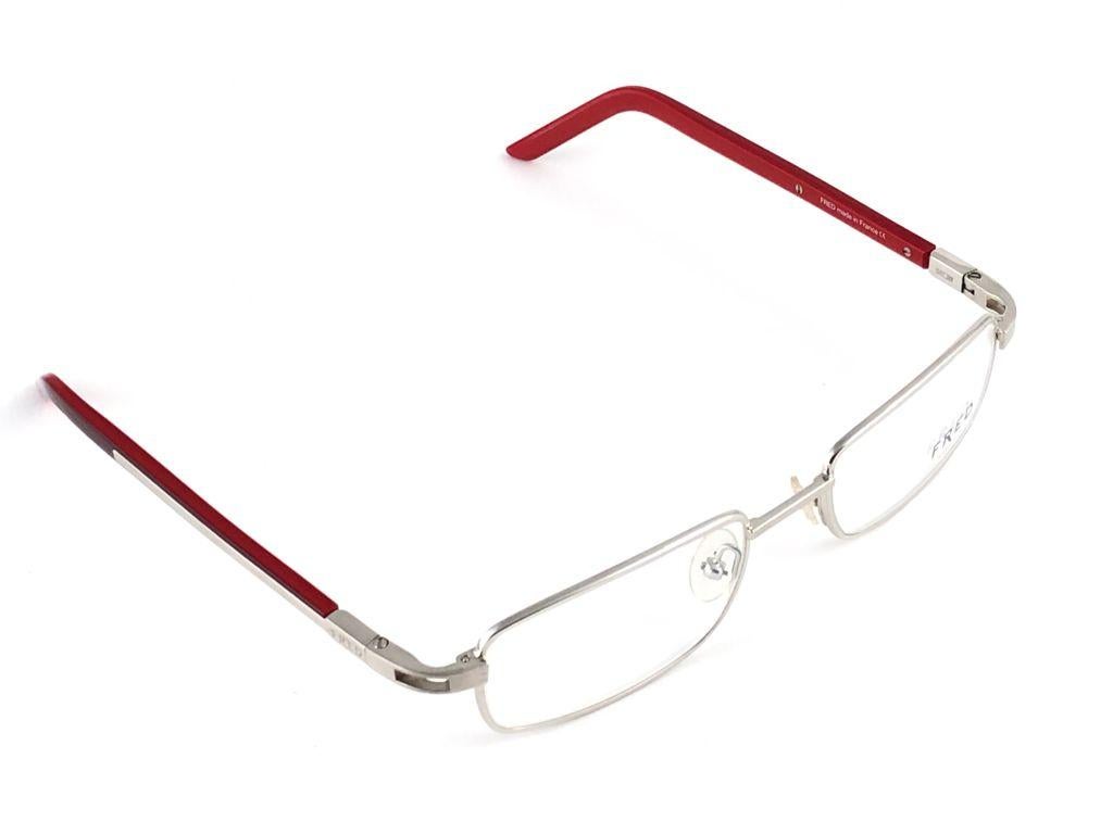 New Vintage Fred Move C3 RX Prescription Silver & Red  Made in France For Sale 2