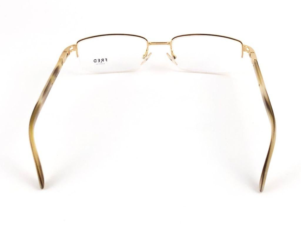 Women's or Men's New Vintage Fred Move RX Prescription Silver Gold & Ochre  Made in France For Sale