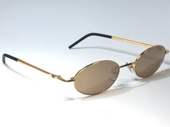 New Vintage Fred Small Oval Frame Gold 1990 Sunglasses Made in France