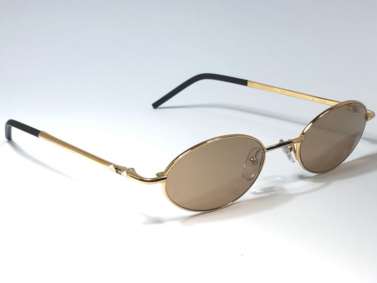 New Vintage Fred Small Oval Frame Gold 1990 Sunglasses Made in France ...