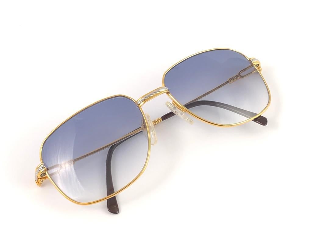 New Vintage Fred Zephir Sunglasses Platinum White Gold 1980's Sunglasses  For Sale 2