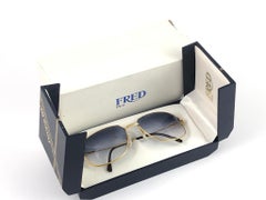 New Vintage Fred Zephir Sunglasses Platinum White Gold 1980's Sunglasses