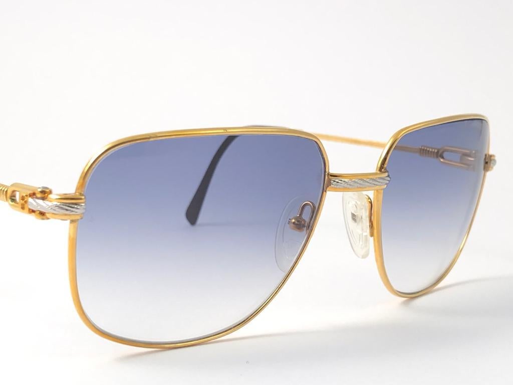 Women's or Men's New Vintage Fred Zephir Sunglasses Platinum White Gold 1980's Sunglasses  For Sale