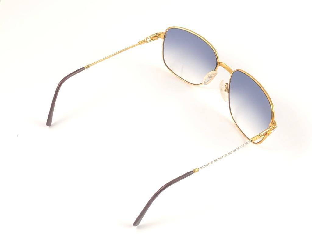 New Vintage Fred Zephir Sunglasses Platinum White Gold 1980's Sunglasses  For Sale 1