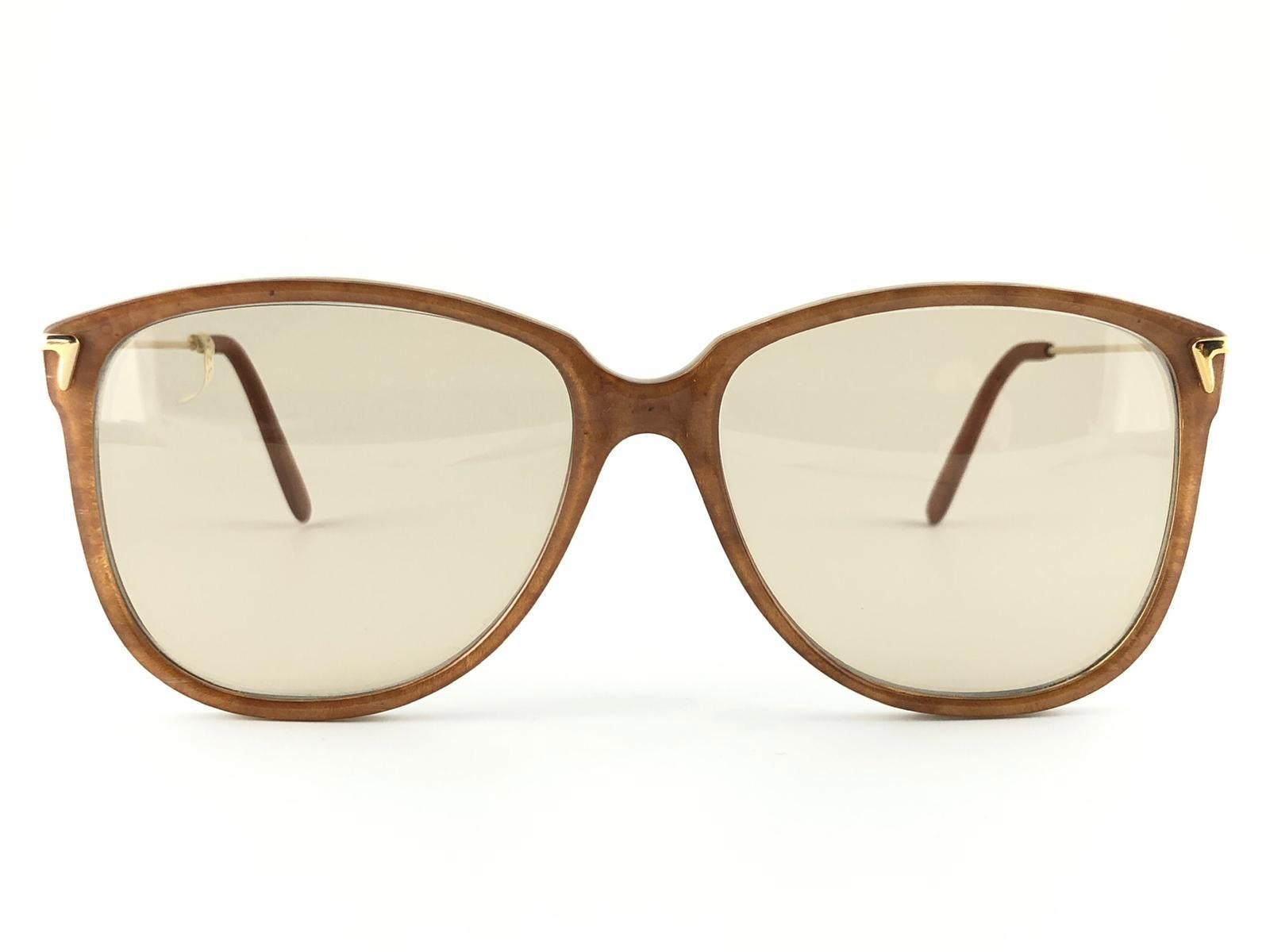 RX Lesebrille aus echtem Horn und Leder im Vintage-Stil (Beige) im Angebot