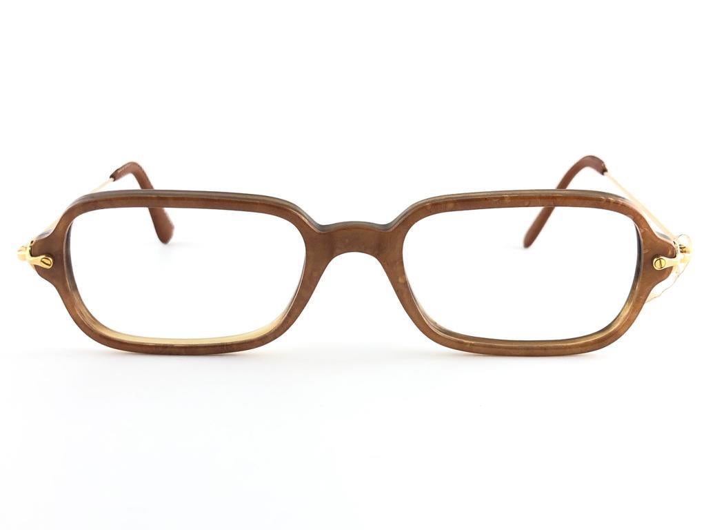 Brown New Vintage Genuine Horn & Leather Frame RX Reading Glasses For Sale