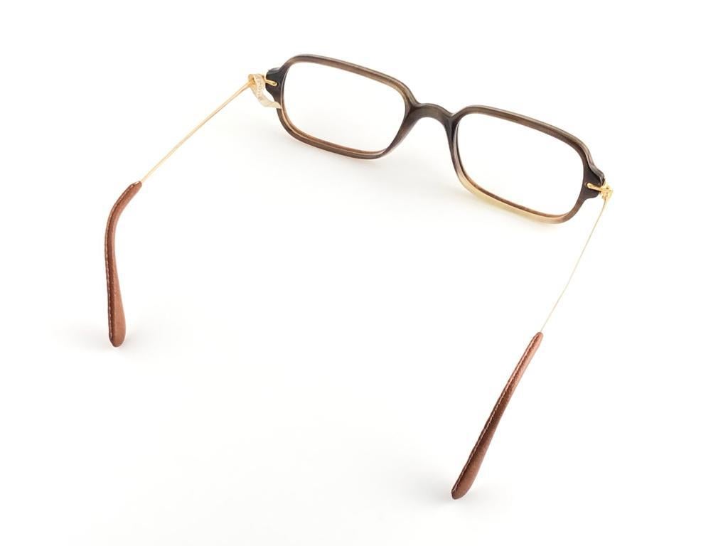 New Vintage Genuine Horn & Leather Frame RX Reading Glasses In Excellent Condition For Sale In Baleares, Baleares