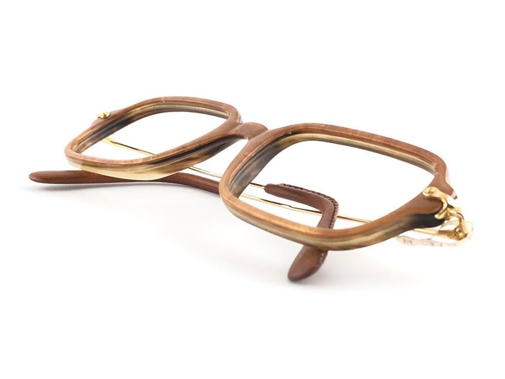 Nouvelles lunettes de lecture vintage en corne véritable et cadre en cuir avec cadre RX en vente 3