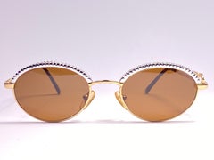 Nuovo Occhiali da sole vintage Gianfranco Ferre 305 Oval Rhinestones 1990 Italy