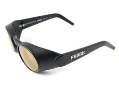 New Vintage Gianfranco Ferré 328 Black Matte Gold Lenses 1990 Italy Sunglasses