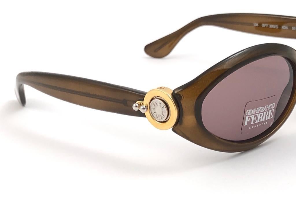 Nouveau Vintage Gianfranco Ferré 390 Tortoise & Gold 1990  Lunettes de soleil d'Italie Neuf - En vente à Baleares, Baleares