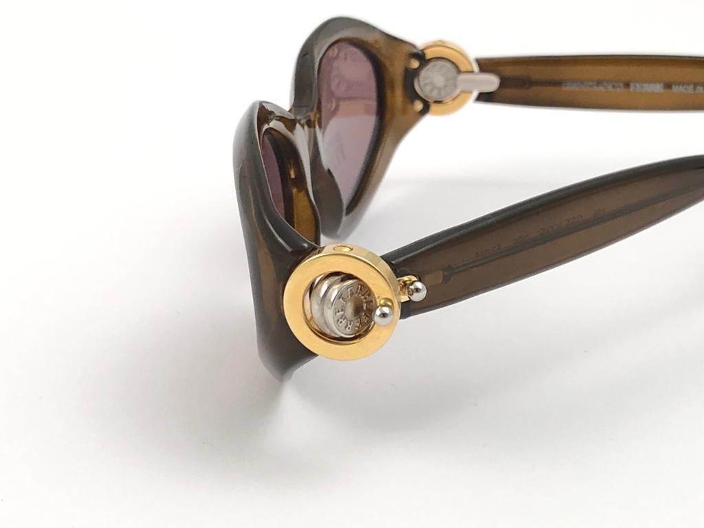 Nouveau Vintage Gianfranco Ferré 390 Tortoise & Gold 1990  Lunettes de soleil d'Italie Unisexe en vente
