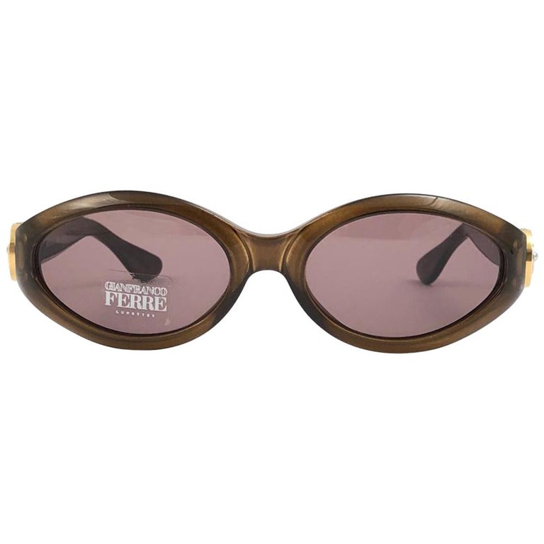 New Vintage Gianfranco Ferré 390 Tortoise and Gold 1990 Italy Sunglasses  For Sale at 1stDibs