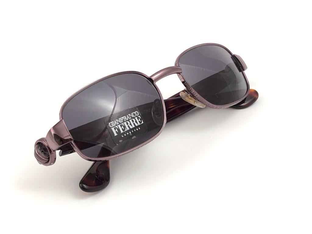 Women's or Men's New Vintage Gianfranco Ferré 422 Metallic Purple 1990 Made in Italy Sunglasses