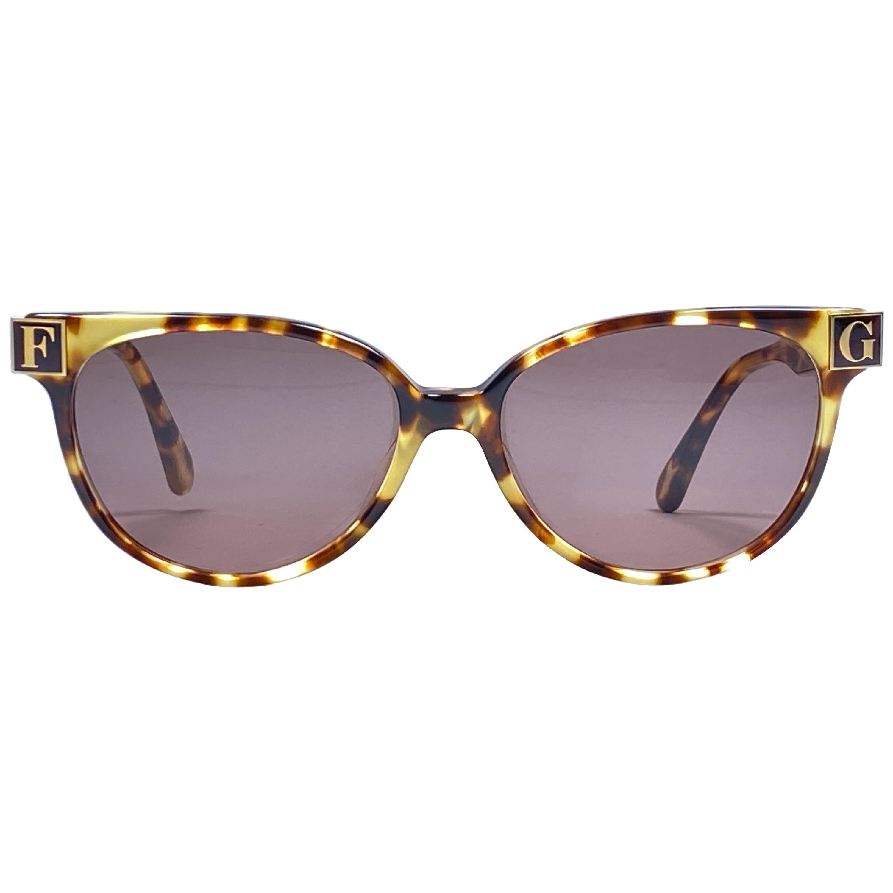 New Vintage Gianfranco Ferré GFF 106 Gold / Light Tortoise 1990 Italy Sunglasses