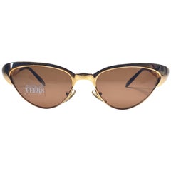 New Vintage Gianfranco Ferré GFF 367 Gold Cat Eye 1990  Italy Sunglasses