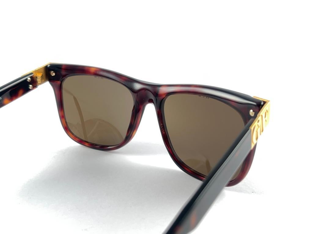 New Vintage Gianfranco Ferré GFF 47/S Gold / Dark Tortoise 1990 Italy Sunglasses For Sale 13