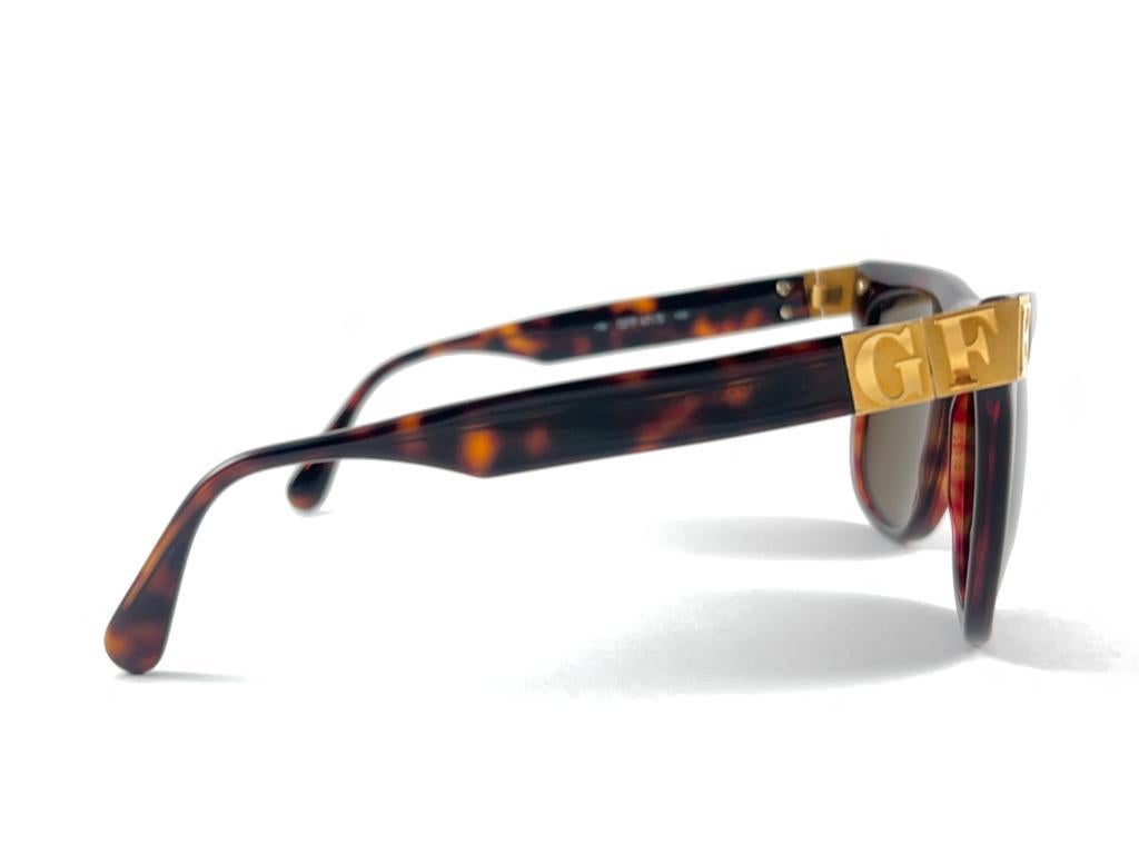 Nuovo Occhiali da Sole Vintage Gianfranco Ferré GFF 47/S Oro / Tartaruga Scura 1990 Italia in vendita 3