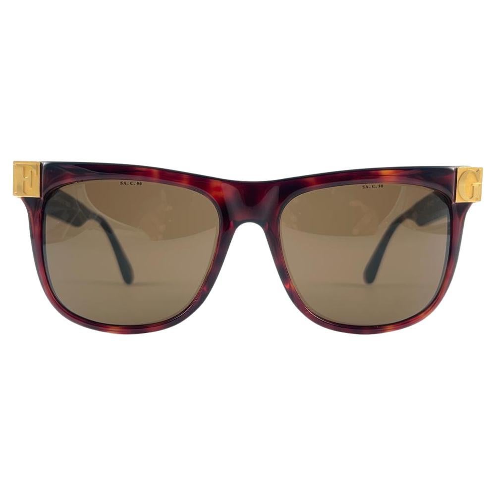 New Vintage Gianfranco Ferré GFF 47/S Gold / Dark Tortoise 1990 Italy Sunglasses For Sale