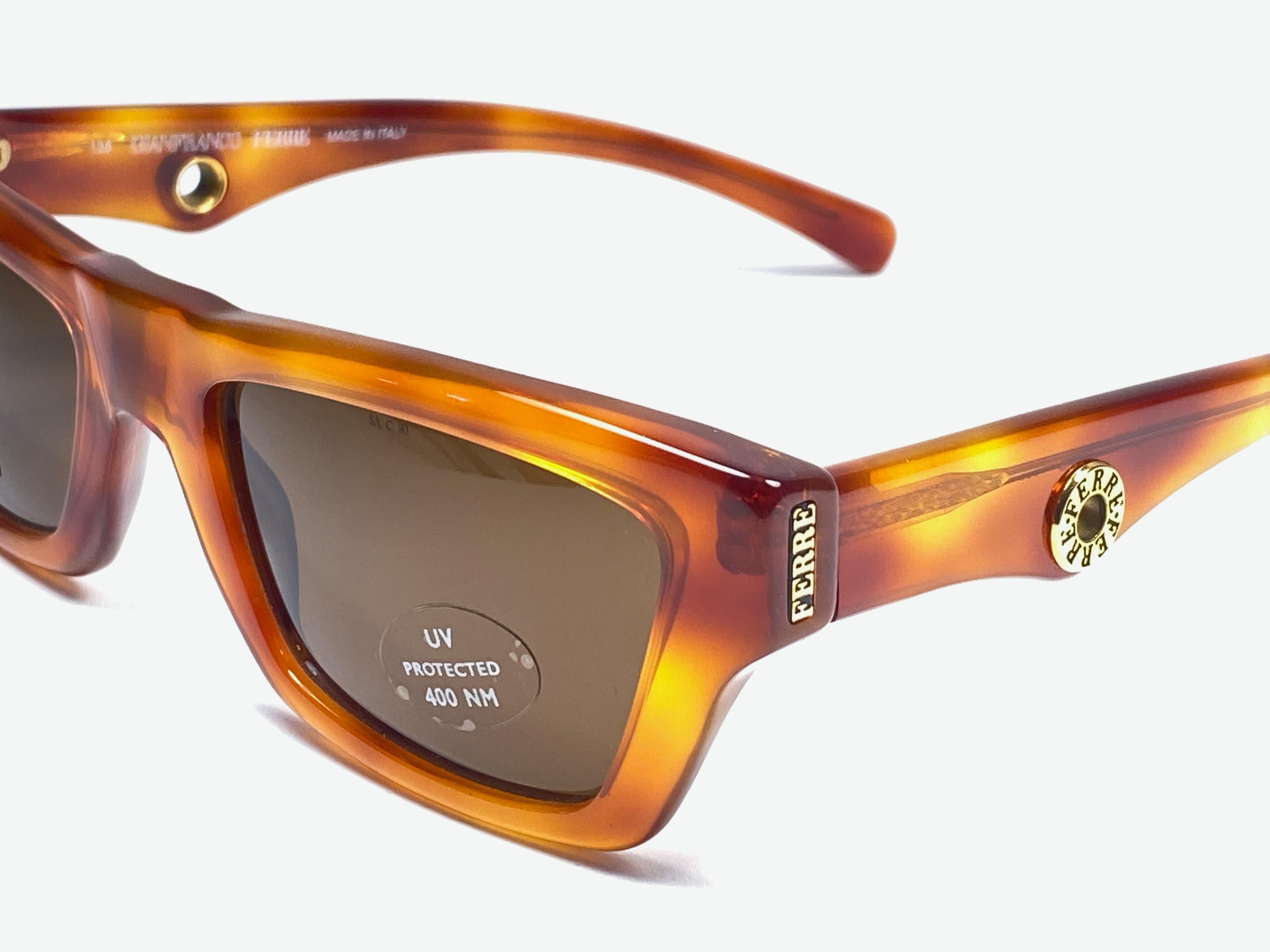 Brown New Vintage Gianfranco Ferré GFF161 Tortoise & Gold 1990  Italy Sunglasses