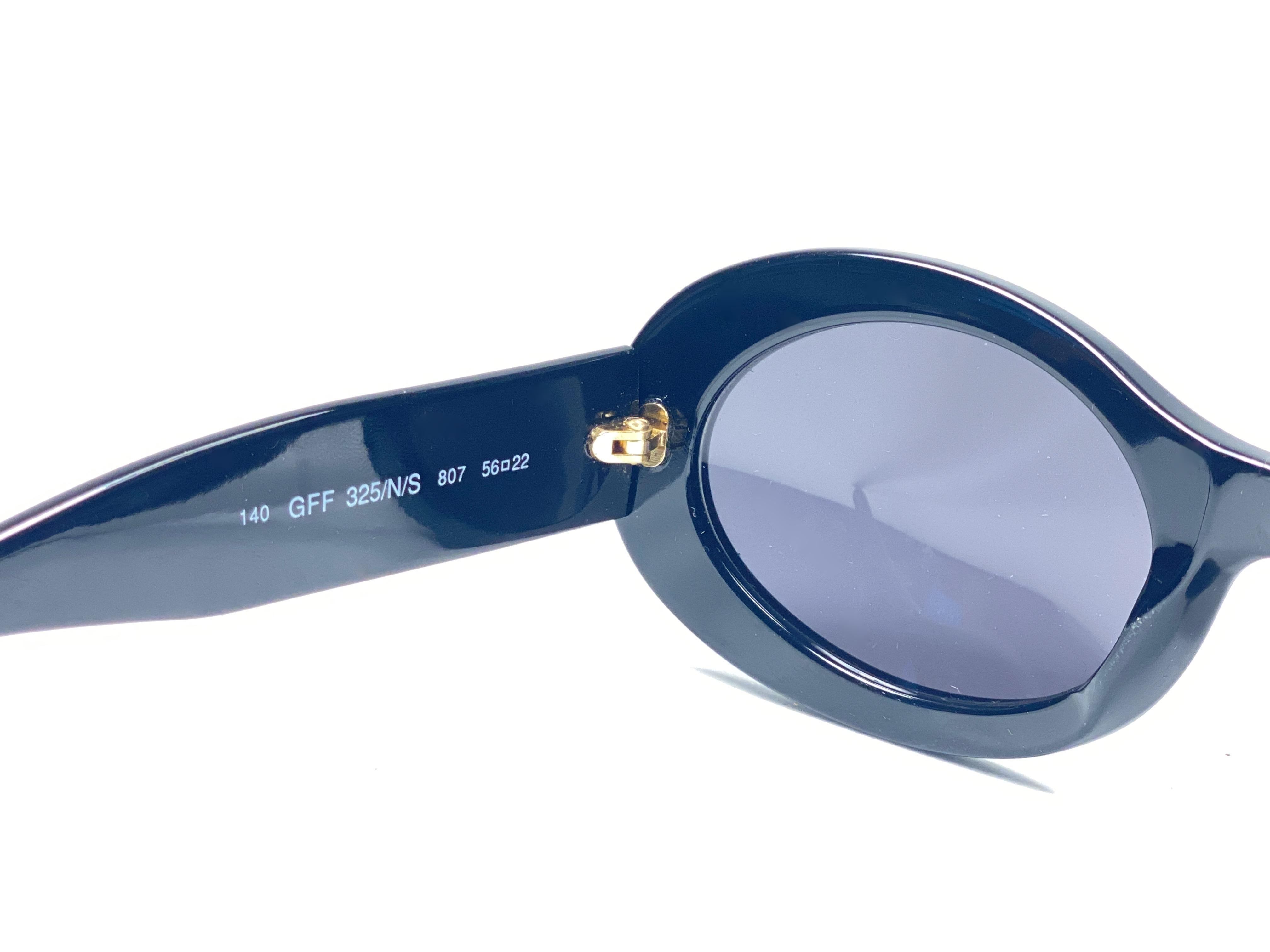 Neu Vintage Gianfranco Ferré GFF325 Schwarz & Gold 1990  Italienische Sonnenbrille (Grau)