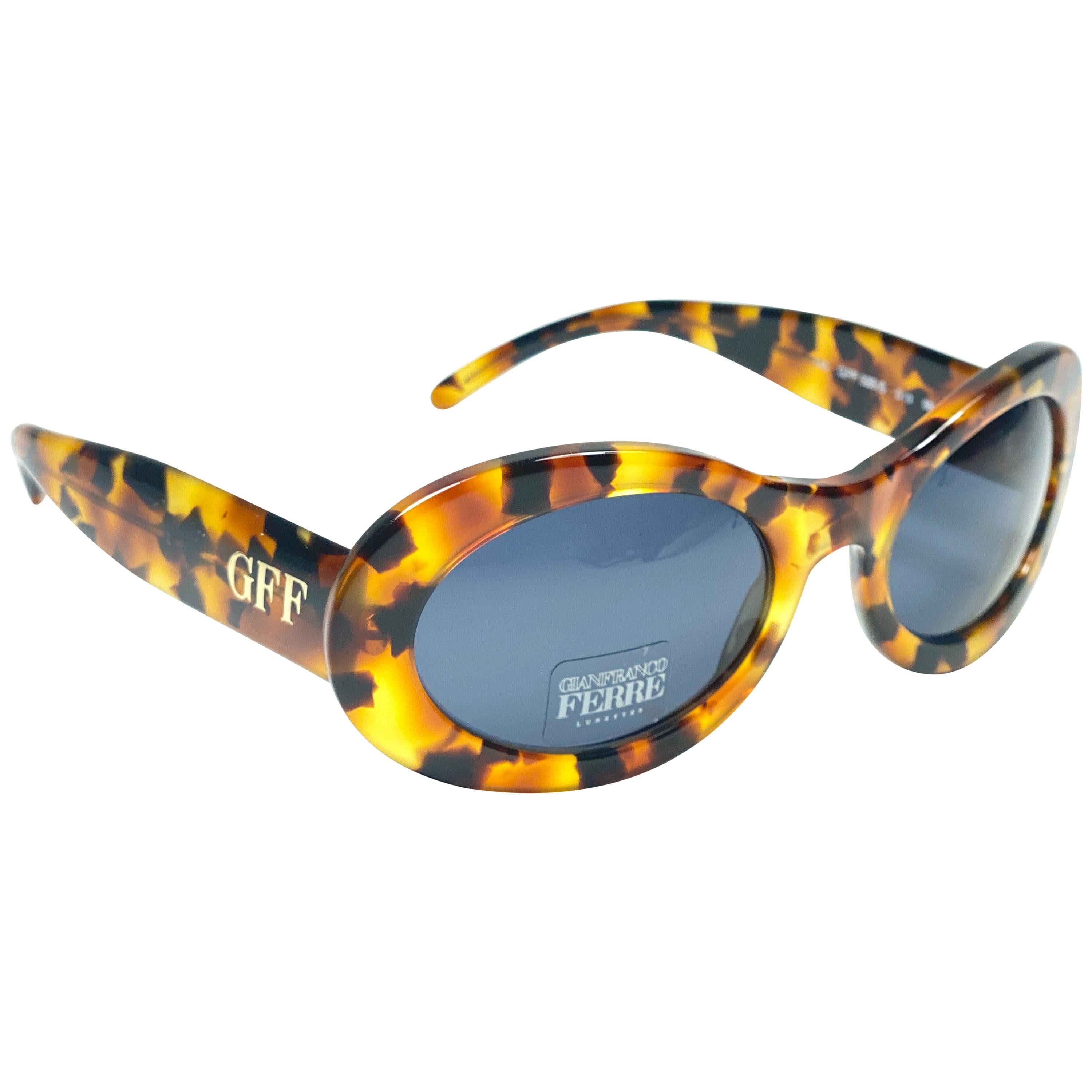 New Vintage Gianfranco Ferré GFF325 Tortoise & Gold 1990  Italy Sunglasses