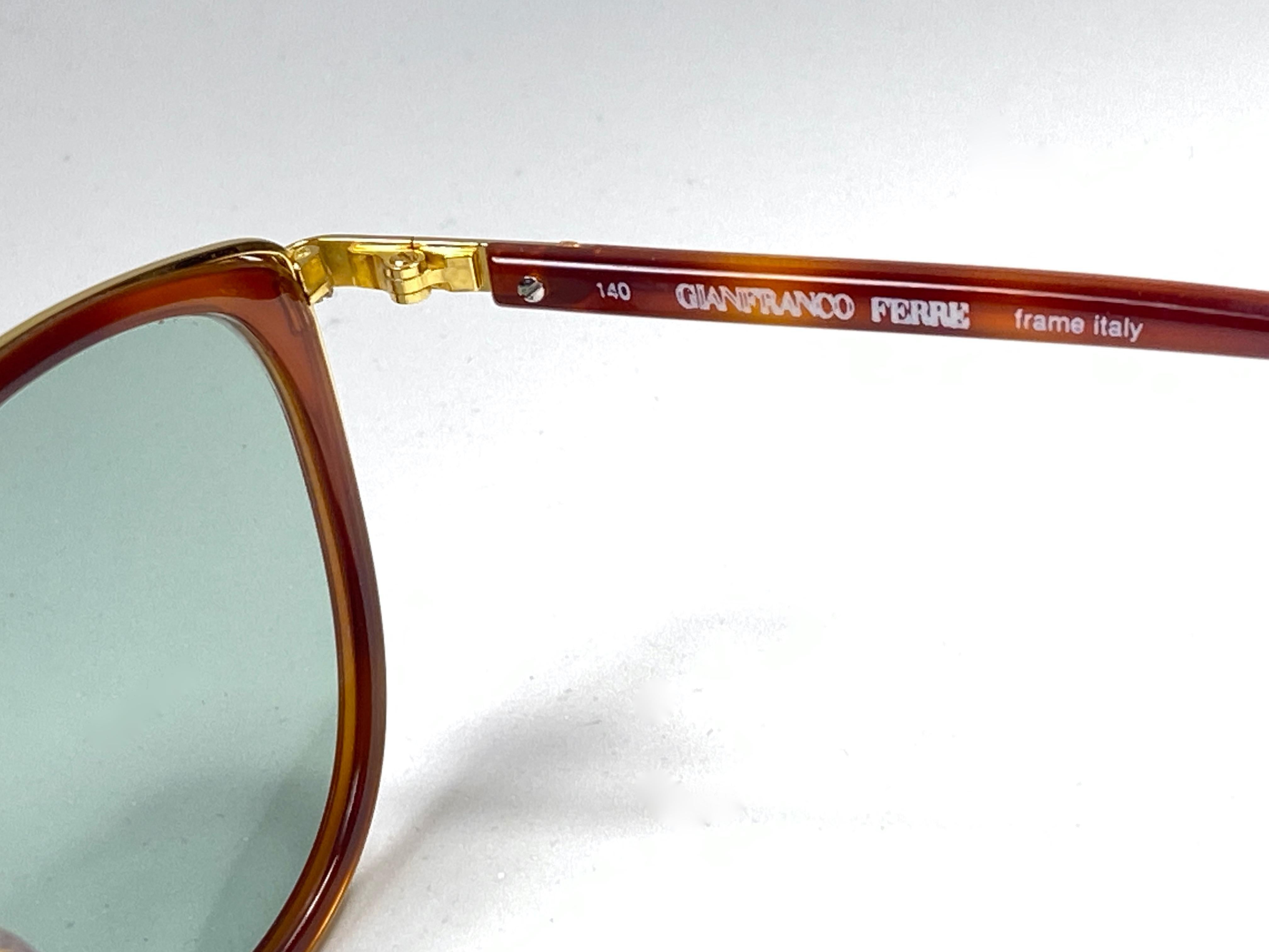 Women's or Men's New Vintage Gianfranco Ferré GFF60 Tortoise & Gold 1990  Italy Sunglasses