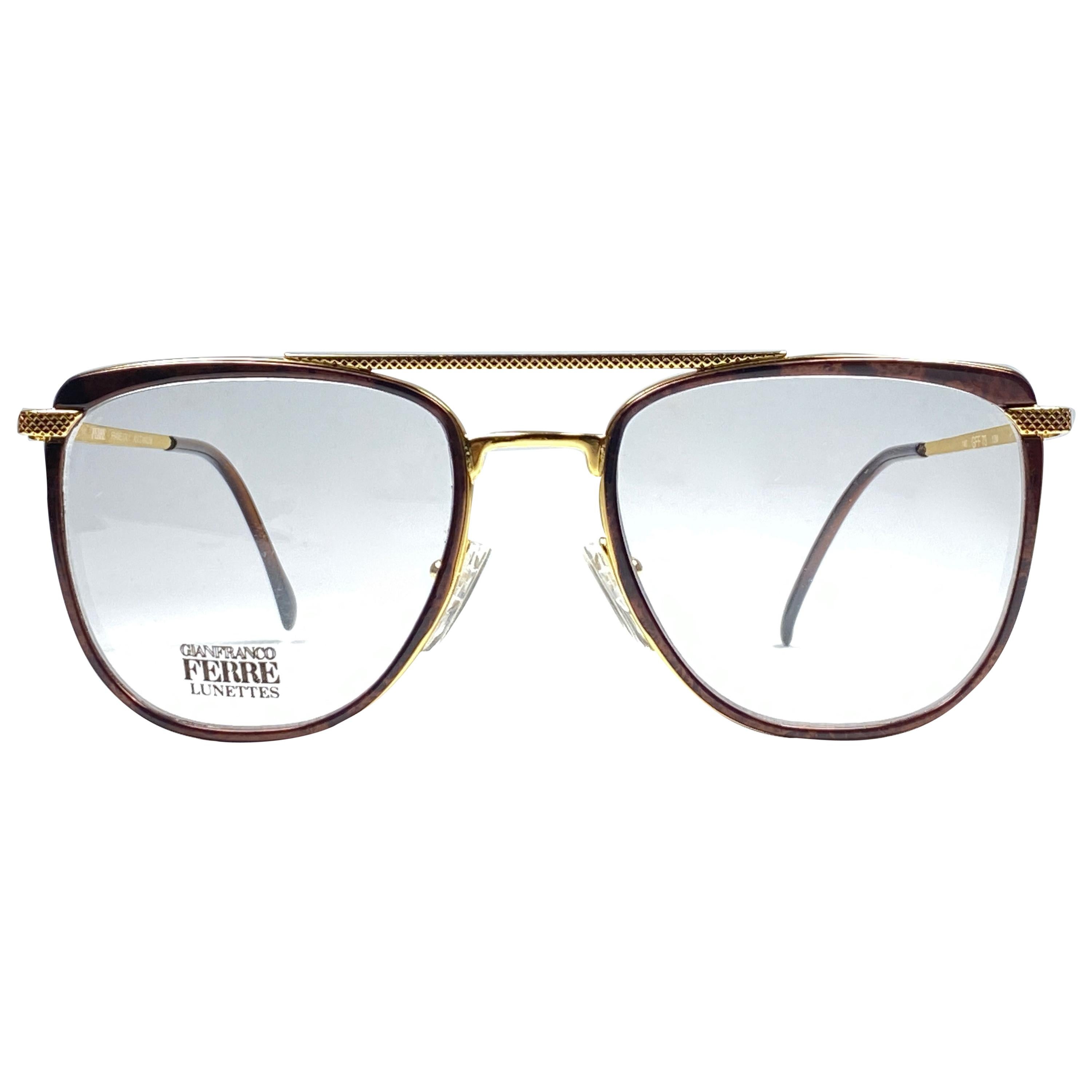 New Vintage Gianfranco Ferré GFF73 Tortoise & Gold 1990  Italy Sunglasses