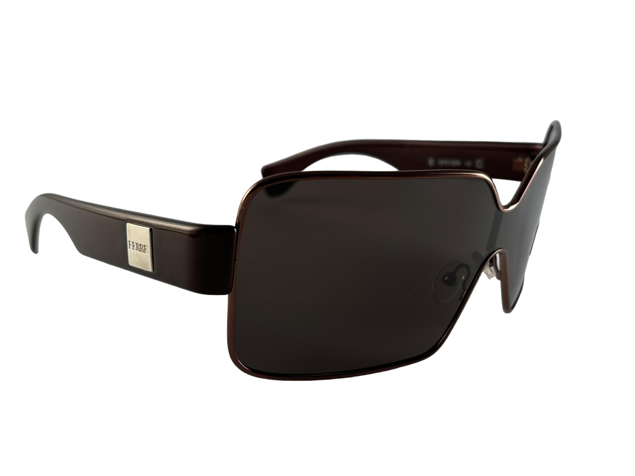 New Vintage Gianfranco Ferre Mask  Copper Y2K Made In Italy Sunglasses For Sale 3