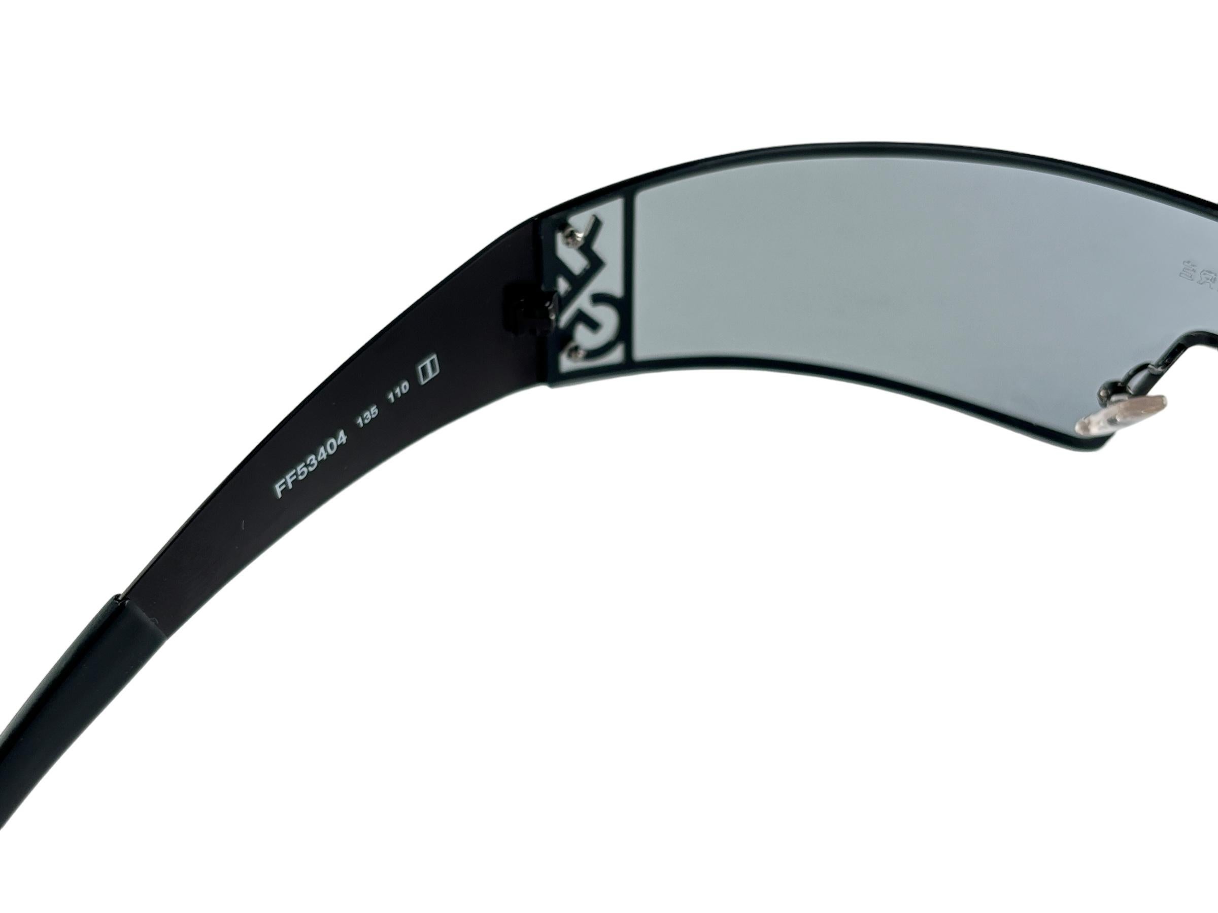 Gray New Vintage Gianfranco Ferre Mask Wrap Around  Y2K Made In Italy Sunglasses