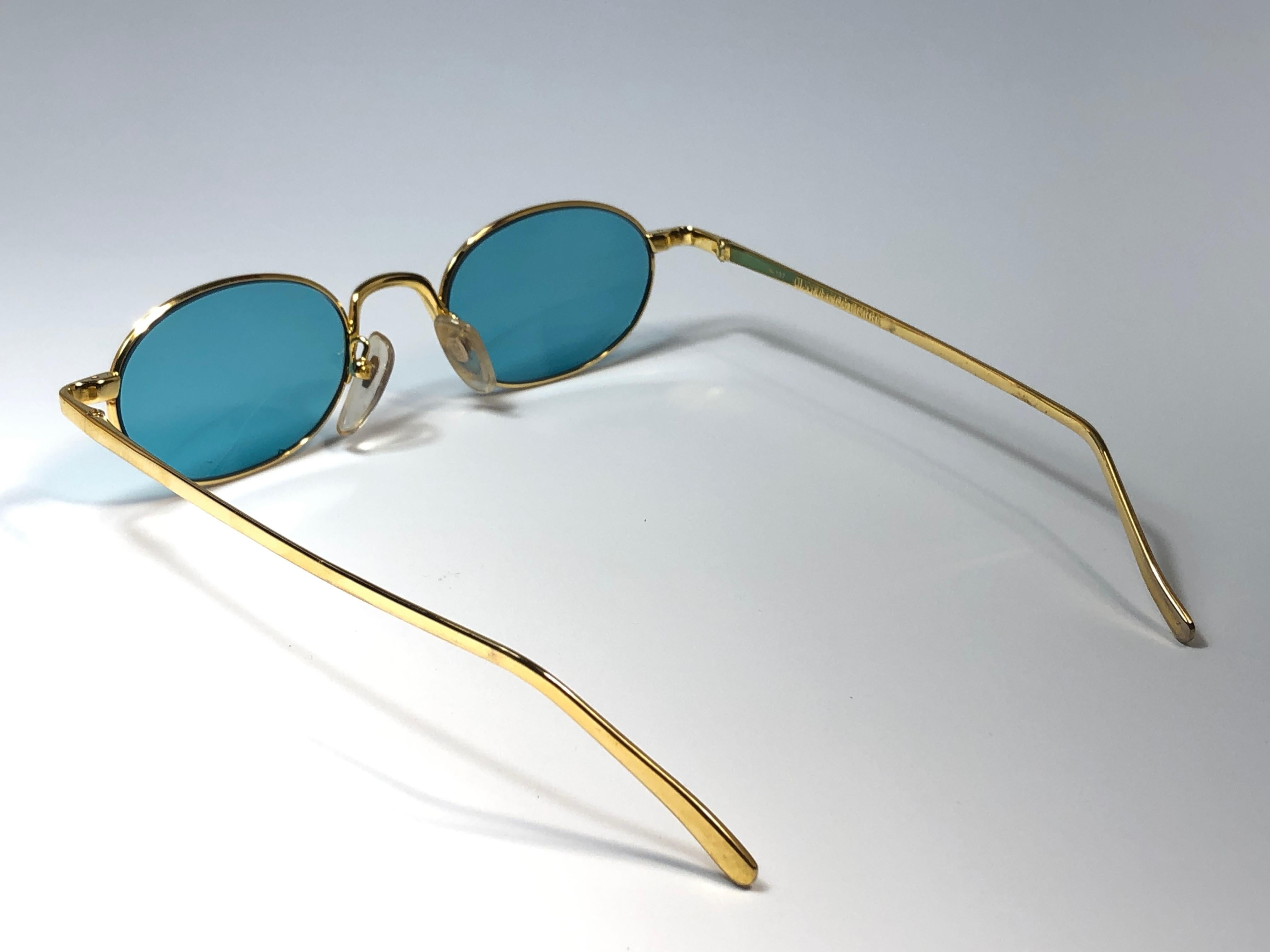 Women's or Men's New Vintage Gianfranco Ferre Oval Gold 1990's Made in Italy Sunglasses