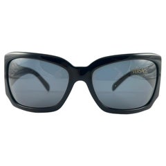 New Vintage Gianni Versace M 4049 Black Oversized Frame 2000'S Italy Sunglasses