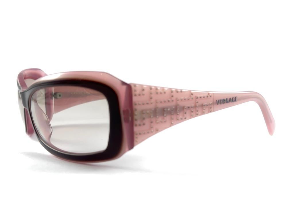 Marron Nouveau Vintage Gianni Versace M 4068 3 Tone Purple Frame 2000''S Italy Sunglasses en vente