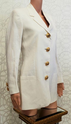 New VINTAGE GIANNI VERSACE WHITE 100% LINEN BLAZER 38 - 4