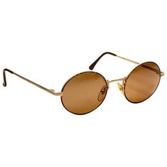 New Vintage Giorgio Armani 128 759 Oval Gold Matte 1990 Sunglasses