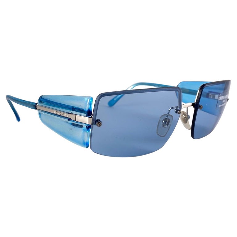 New Vintage Giorgio Armani 1525 Blue Semi Rimless 2000