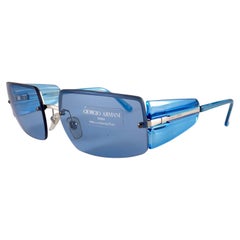 New Vintage Giorgio Armani 1525 Blue Semi Rimless 2000'S Sunglasses