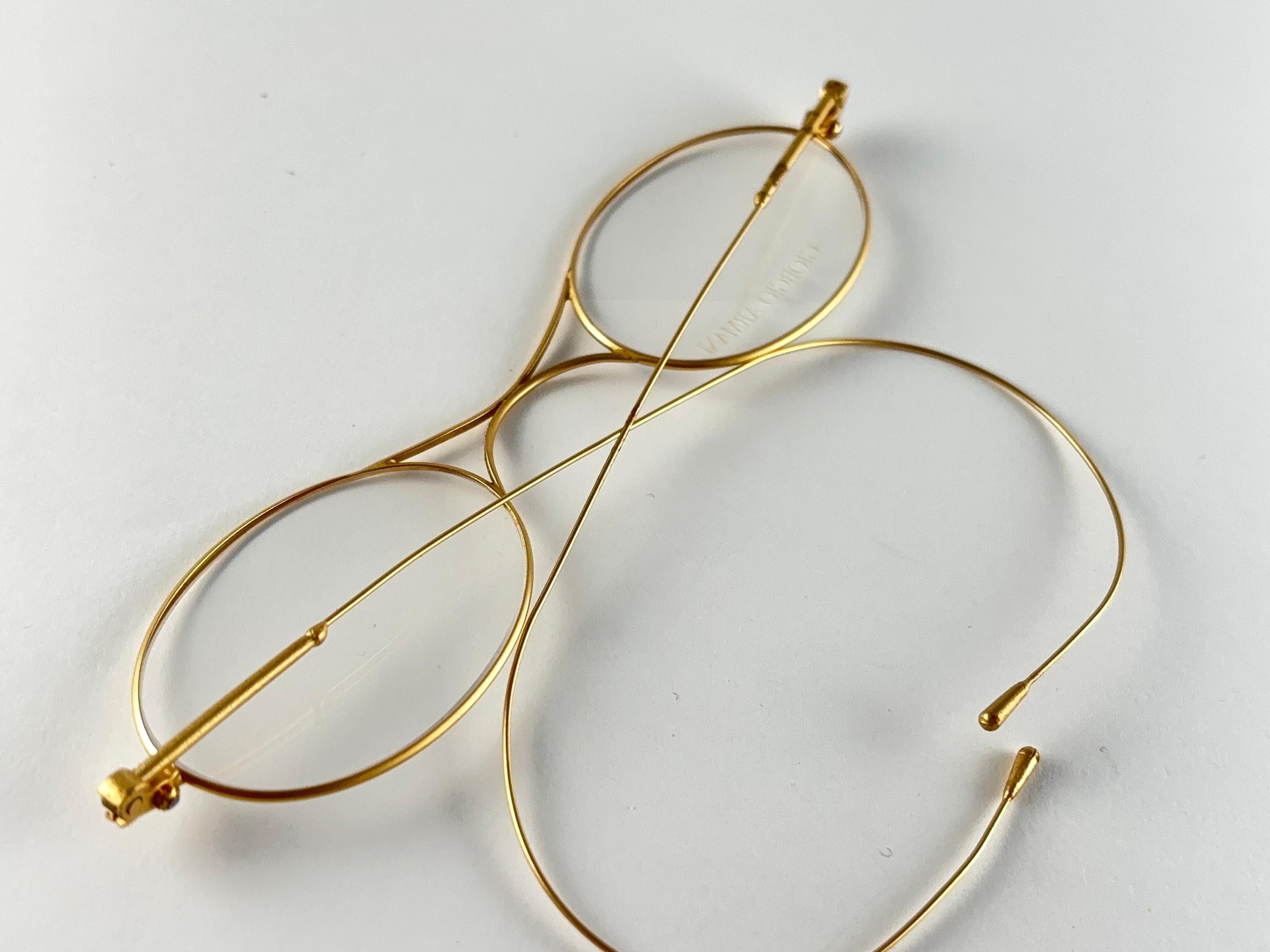 New Vintage Giorgio Armani 228 Wired Oval Gold Matte 1990 Sunglasses In New Condition In Baleares, Baleares