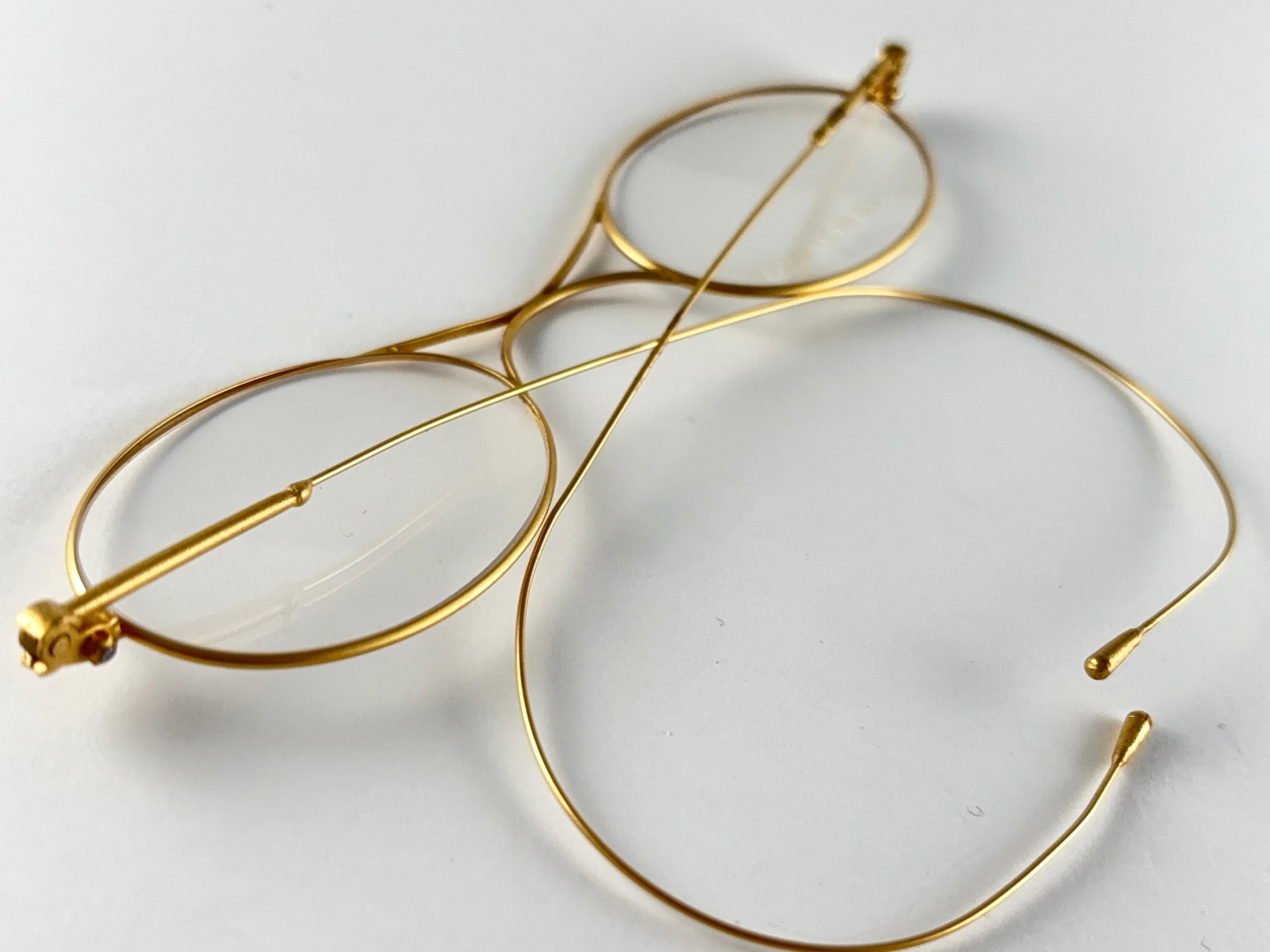 Women's or Men's New Vintage Giorgio Armani 228 Wired Oval Gold Matte 1990 Sunglasses