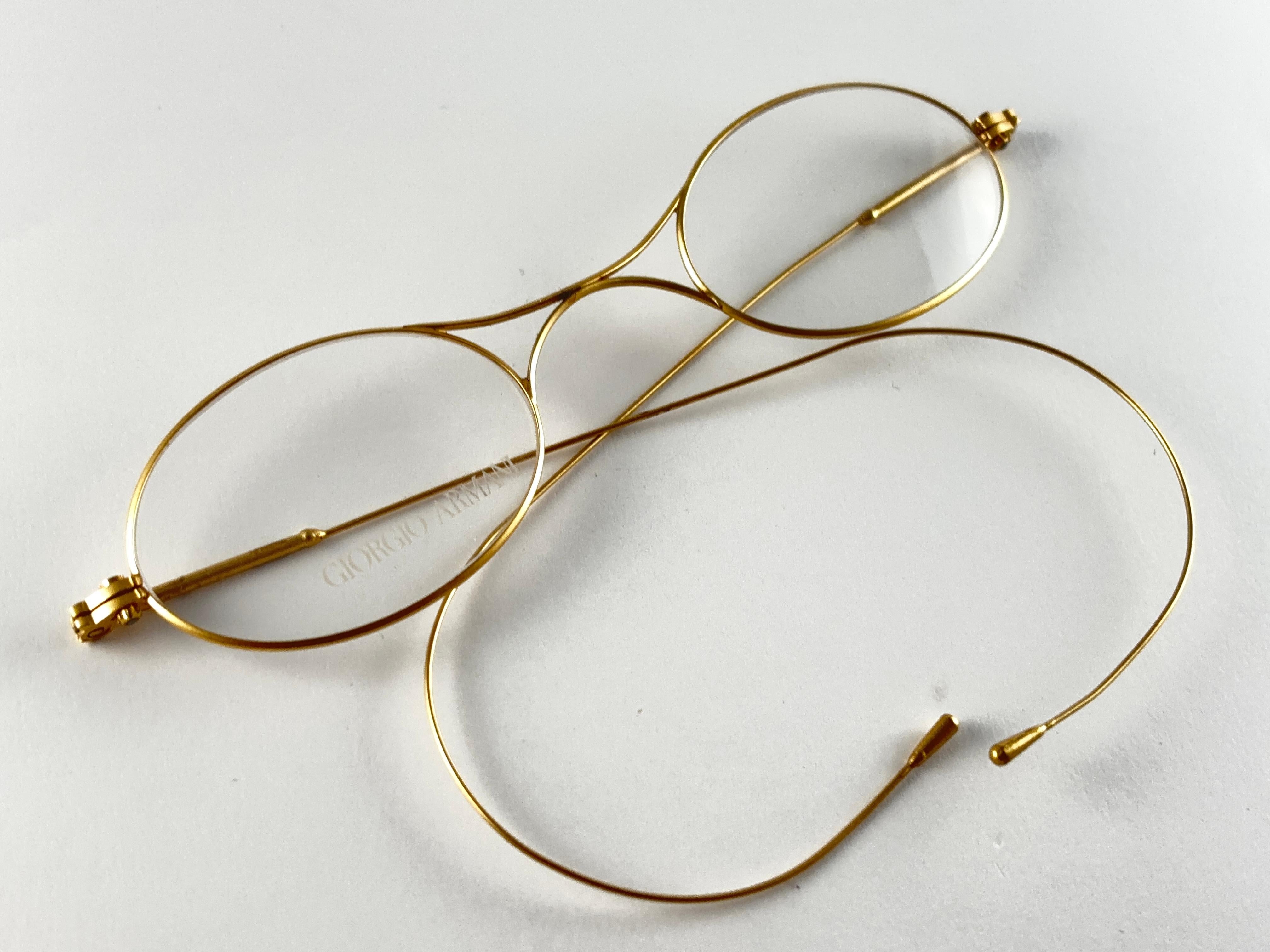 New Vintage Giorgio Armani 228 Wired Oval Gold Matte 1990 Sunglasses 1