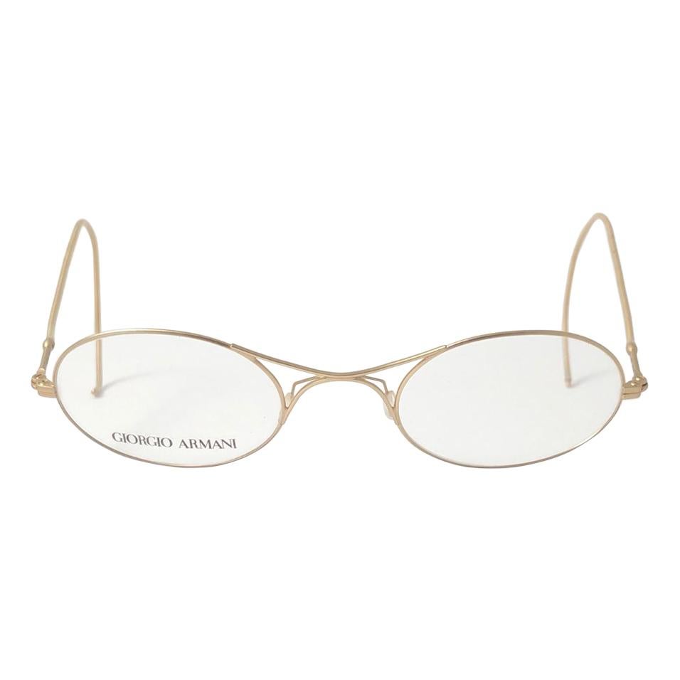 New Vintage Giorgio Armani 228 Wired Oval Gold Matte 1990 Sunglasses