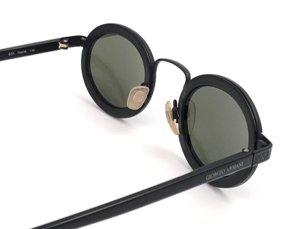 New Vintage Giorgio Armani 631 Oval Black  1990 Sunglasses Made in Italy 2