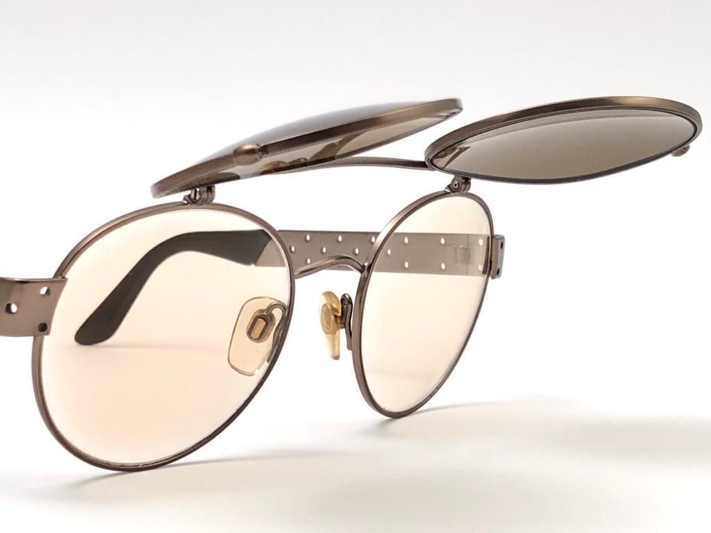 Women's or Men's New Vintage Giorgio Armani 657 Flip Top Copper 1990 Sunglasses Made in Italy